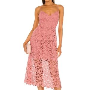 NWT Lace A-Line Midi Dress in Pink Mauve ASTR